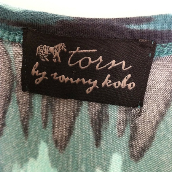 TORN by RONNY KOBO Green Multi Print Long Sleeve Mini Dress - Picture 4 of 6